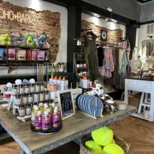 The cozy Acworth pet boutique boasts shelves filled with dog toys, treats, grooming products, and accessories. Clothing items hang on the wall beside a basket of large tennis balls, creating a vibe akin to 6 winter combos for fresh food + a good mood.