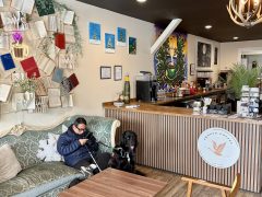 A small brick grocery store with a painted Coca-Cola advertisement on the side, labeled "Southside Groceries - Meats," and a ramp leading to the entrance.