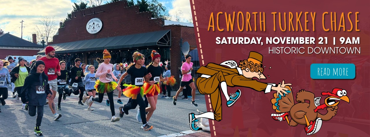 Runners participate in the Acworth Turkey Chase event on Saturday, November 21 at 9 a.m. in the historic downtown area.